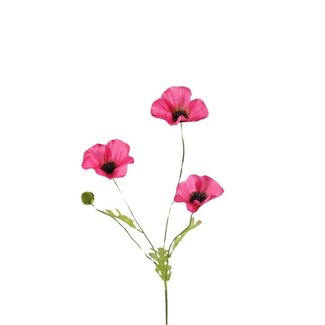 4A Papaver Fleur Artificielle | Couleur : Fuchsia | Longueur ± 63 centimètres | Par 6 fleurs artificielles