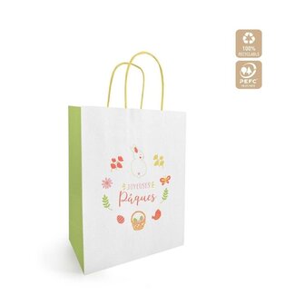 4A Sac "Bunny" | Couleur : Blanc Vert | Longueur 23 centimètres | Largeur 12 centimètres | Hauteur 30 centimètres | Par 50 sacs