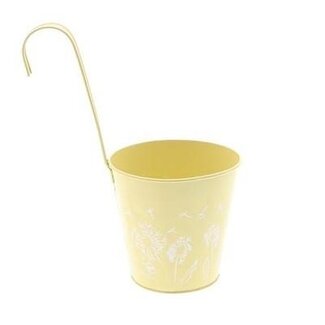 4A Zinken Hangpot Bloempot Plantenpot “Celo” | Kleur: Geel | Diameter 14 centimeter | Hoogte 29 centimeter | Per 12 hangpotten