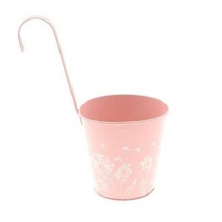 4A Zinken Hangpot Bloempot Plantenpot “Celo” | Kleur: Roze | Diameter 14 centimeter | Hoogte 29 centimeter | Per 12 hangpotten