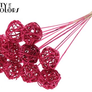 QC Rotan Bal op stok | Kleur: Kerskleurig | Bruce Ball Bijsteker | Diameter 5 centimeter | Lengte ± 50 centimeter | 10 bijstekers per bos