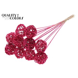 QC Rattan Ball on Stick | Colour: Cherry-coloured | Bruce Ball Pick | Diameter 5 centimetres | Length ± 50 centimetres | 10 picks per bunch