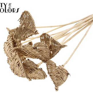 QC Rotan Lata Hart op stok | Kleur: Antiek Goudkleurig | Lata Heart platte Bijsteker | Diameter 8 centimeter | Lengte ± 50 centimeter | 10 bijstekers per bos