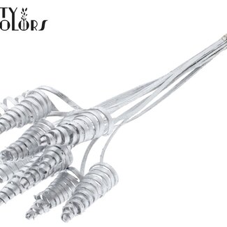 QC Palm Spirale sur tige | Couleur : Argenté | Pique décorative Cane Cone | Longueur de la pique ± 50 centimètres | Par 10 piques