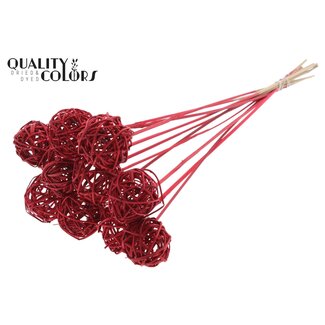 QC Rattan Ball on Stick | Colour: Red | Bruce Ball Stick | Diameter 5 centimetres | Length ± 50 centimetres | 10 sticks per bunch