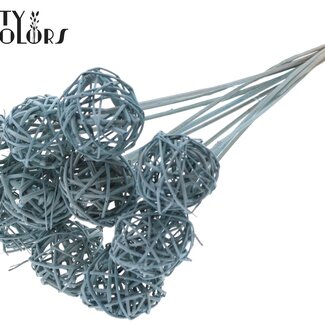 QC Rattan Kugel auf Stab | Farbe: Frosted Hellblau | Bruce Ball Pflanzstab | Durchmesser 5 Zentimeter | Länge ± 50 Zentimeter | 10 Pflanzstäbe pro Bund