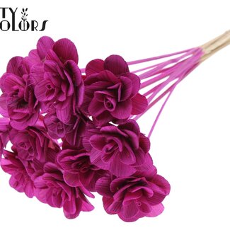 QC Shola Rose am Stiel | Farbe: lilafarben | Shola Beetal Rose | Durchmesser 8 centimeter | Länge ± 50 centimeter | 10 Beistecker pro Bund | Pro Bund