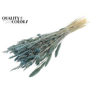 QC Boeket Gedroogde Bloemenmix | Kleur: Frosted Lichtblauw | Lengte ± 60 centimeter | Per bos