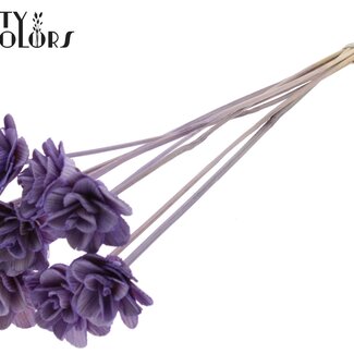 QC Shola Houten Rose sur tige | Couleur : Lilas | Shola Beetal Rose Pique-fleur | Diamètre de la rose 6 centimètres | Longueur du pique-fleur ± 50 centimètres | 10 piques-fleurs par bouquet