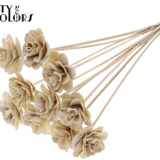 QC Shola Rose am Stiel | Farbe: Natürlich Weiß | Shola Beetal Rose | Durchmesser 6 centimeter | Länge ± 50 centimeter | 10 Beistecker pro Bund | Pro Bund