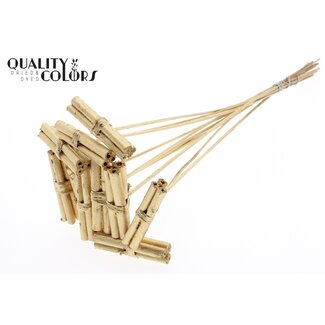 QC Decorative Jute Stick Posy on a Stick | Colour: Antique Gold | Jute Stick Posy Pick | Length ± 50 centimetres | 10 picks per bunch