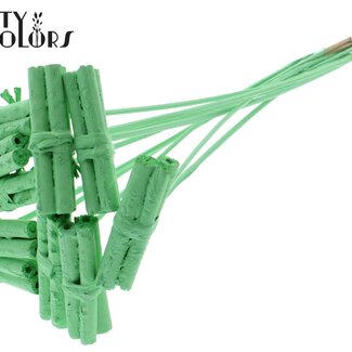 QC Decoratieve Jute Stokjes Boeketje op stok | Kleur: Mintgroen | Jute Stick Posy Bijsteker | Lengte ± 50 centimeter | 10 bijstekers per bos