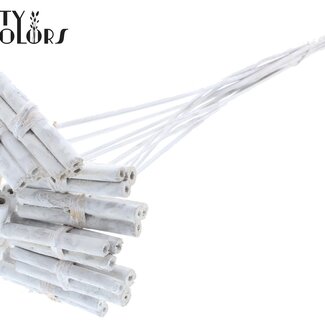 QC Bouquet décoratif de bâtonnets en jute sur bâton | Couleur : Blanc | Pique-bouquet en jute | Longueur ± 50 centimètres | 10 piques par bouquet