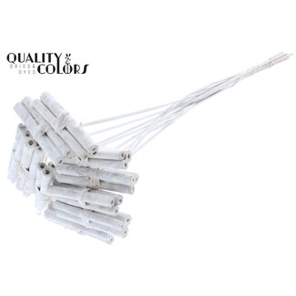 QC Decorative Jute Stick Posy on Stick | Colour: White | Jute Stick Posy Pick | Length ± 50 centimetres | 10 picks per bunch