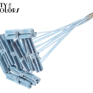 QC Bouquet décoratif de bâtonnets en jute sur tige | Couleur : Bleu Métallique | Bâtonnet de jute pour bouquet | Longueur ± 50 centimètres | 10 bâtonnets par bouquet