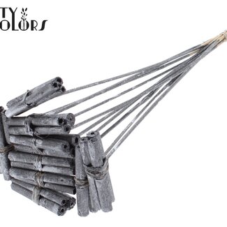 QC Decorative Jute Stick Posy on a Stick | Colour: Metallic Graphite Grey | Jute Stick Posy Insert | Length ± 50 centimetres | 10 inserts per bunch