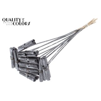 QC Decorative Jute Stick Posy on a Stick | Colour: Metallic Graphite Grey | Jute Stick Posy Insert | Length ± 50 centimetres | 10 inserts per bunch