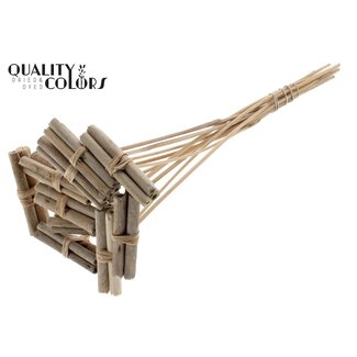 QC Decorative Jute Stick Posy on a Stick | Colour: Natural Brown | Jute Stick Posy Pick | Length ± 50 centimetres | 10 picks per bunch