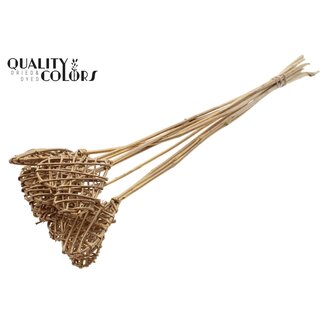 QC Rattan Lata Herz auf Stab | Farbe: Antik Goldfarben | Lata Herz flacher Einstecker | Länge ± 50 Zentimeter | 10 Einstecker pro Bund