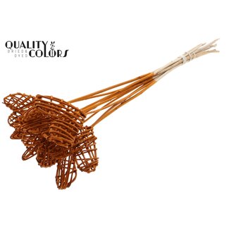QC Rattan Lata Herz auf Stab | Farbe: Terrakotta | Lata Herz flacher Einstecker | Länge ± 50 Zentimeter | 10 Einstecker pro Bund