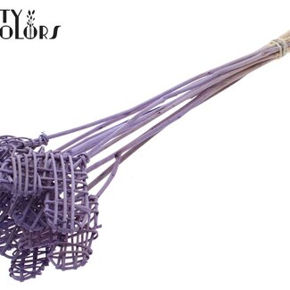 QC Rotan Lata Hart op stok | Kleur: Frosted Milkapaars | Lata Heart platte Bijsteker | Lengte ± 50 centimeter | 10 bijstekers per bos