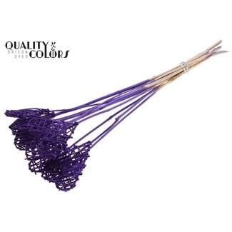 QC Rattan Lata Heart on stick | Colour: Purple | Lata Heart flat Plant Stake | Length ± 50 centimetres | 10 stakes per bunch