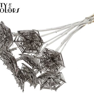 QC Rotan Lata Spinnenweb op stok | Kleur: Platinakleurig | Lata Spiderweb platte Bijsteker | Lengte ± 50 centimeter | 10 bijstekers per bos