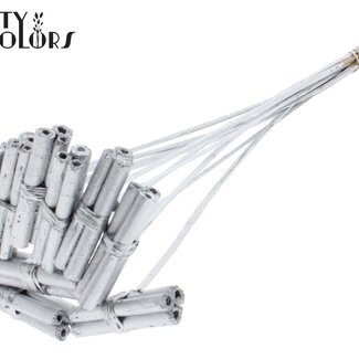 QC Decorative Jute Stick Posy on Stick | Colour: Silver | Jute Stick Posy Stake | Length ± 50 centimetres | 10 stakes per bunch