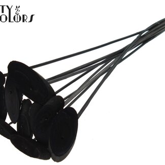 QC Disque en bois ovale sur bâton | Couleur : Noir | Disque en bois pour décoration | Diamètre 5 - 7 centimètres | Longueur ± 50 centimètres | 10 décorations par bouquet | Par bouquet