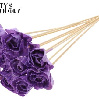 QC Shola-Rose mit Wachs am Stiel | Farbe: Milchviolett | Shola Dear Holly | Durchmesser 6 centimeter | Lengte ± 50 centimeter | 10 Beistecker pro Bund | Pro Bund