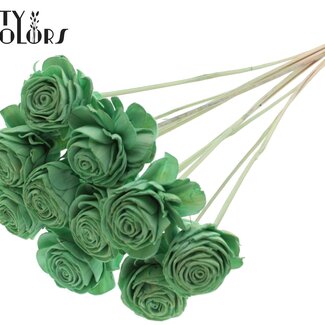 QC Shola Roos op stok | Kleur: Mintgroen | Shola Beauty Rose | Diameter 6 centimeter | Lengte ± 50 centimeter | 10 bijstekers per bos | Per bos