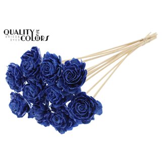 QC Shola Dahlia met was op stok | Kleur: Blauw | Shola Dhalya | Diameter 6 centimeter | Lengte ± 50 centimeter | 10 bijstekers per bos | Per bos