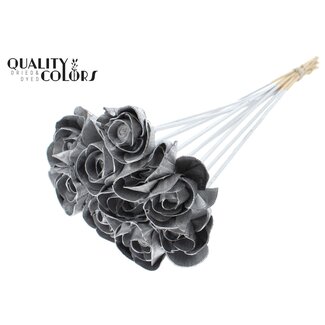QC Shola rose on stem | Colour: Silver-coloured | Shola Dear Holly | Diameter 6 centimetre | Length  ± 50 centimetre | 10 picks per bunch | Per bunch