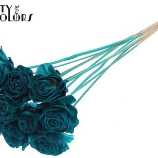 QC Shola Beauty Rose 6cm on stem Turquoise