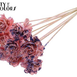 QC Shola Dahlia am Stiel | Farbe: Gesprenkelt Rosa Milchviolett | Shola Dhalya | Durchmesser 6 centimeter | Länge ± 50 centimeter | 10 Beistecker pro Bund | Pro Bund