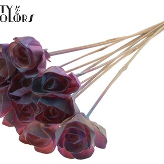 QC Shola Houten Rose auf Stiel | Farbe: Rosa Farbverlauf | Shola Dear Holly Stecker | Durchmesser der Rose 6 Zentimeter | Länge des Steckers ± 50 Zentimeter | 10 Stecker pro Bund