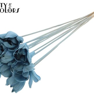 QC Shola Houten Rose sur tige | Couleur : Bleu clair | Shola Dear Holly Pique-fleur | Diamètre de la rose 6 centimètres | Longueur du pique-fleur ± 50 centimètres | 10 piques-fleurs par bouquet