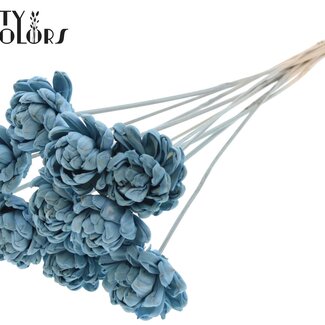 QC Shola Rose am Stiel | Farbe: Hellblau | Shola New Beauty Rose | Durchmesser 6 centimeter | Länge ± 50 centimeter | 10 Beistecker pro Bund | Pro Bund