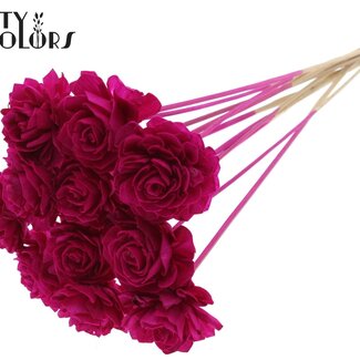 QC Shola Dahlia am Stiel | Farbe: fliederfarben | Shola Dhalya | Durchmesser 6 centimeter | Länge ± 50 centimeter | 10 Stecknadeln pro Bund | Pro Bund