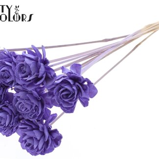 QC Shola Houten Dahlia op stok | Kleur: Milkapaars | Shola Dahlia Bijsteker | Diameter bloem 6 centimeter | Lengte bijsteker ± 50 centimeter | 10 bijstekers per bos