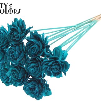 QC Shola Dahlia auf Stiel | Farbe: Türkis | Shola Dhalya | Durchmesser 6 centimeter | Länge ± 50 centimeter | 10 Anstecker pro Bund | Pro Bund