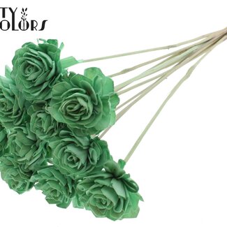 QC Shola Houten Dahlie auf Stiel | Farbe: Mintgrün | Shola Dahlie Einstecker | Durchmesser Blume 6 Zentimeter | Länge Einstecker ± 50 Zentimeter | 10 Einstecker pro Bund