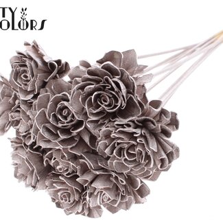 QC Shola Houten Dahlie auf Stiel | Farbe: Champagnerfarben | Shola Dahlie Steckblume | Blütendurchmesser 6 Zentimeter | Steckblumenlänge ± 50 Zentimeter | 10 Steckblumen pro Bund