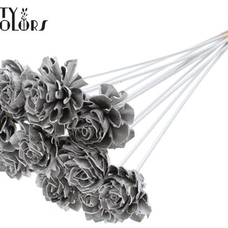 QC Shola Dahlia am Stiel | Farbe: platinfarben | Shola Dhalya | Durchmesser 6 centimeter | Länge ± 50 centimeter | 10 Stecknadeln pro Bund | Pro Bund