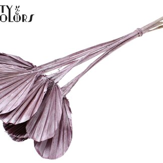 QC Gedroogde Palm Spear Heart | Kleur: Metallic Roze | Palmbladeren in Hartvorm | Lengte ± 45 centimeter | 10 takken per bos | Per bos
