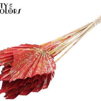 QC Dried Palm Spear | Colour: Multicoloured Red | Spear-Shaped Palm Leaves | Length ± 50 centimetres | 10 stems per bunch | Per bunch