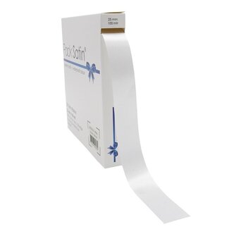 4A Satijnen Lint | Kleur: Naturelle Wit | Breedte 25 millimeter | Lengte 100 meter | Per rol
