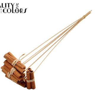 QC Trockenfrucht Zimtstange Sträußchen auf Stab | Farbe: Naturbraun | 3 Zimtstangen pro Bündel | Länge Zimtstange 8 centimeter | Länge Beistecker ± 50 centimeter | 5 Beistecker pro Bündel