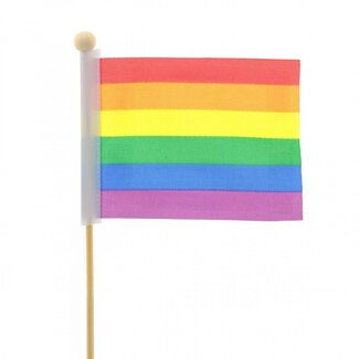 4A Pride Flag on stick | Colour: Mixed Colours | Flag pick | Height 8 centimeter | Width 11 centimeter | Length ± 50 centimeter | Per 25 flag picks