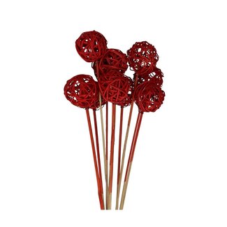 4A Rotan Bal op stok | Kleur: Rood | Brunchbal Bijsteker | Diameter 5 centimeter | Lengte ± 50 centimeter | Per 10 bijstekers